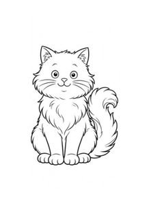 Fluffy Cat Coloring Page