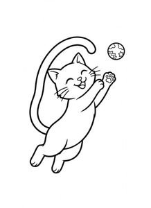 Playful Cat Coloring Page
