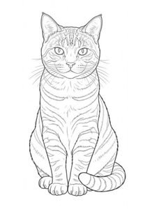 Realistic Cat Coloring Page