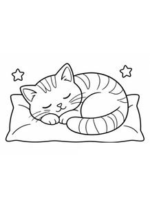 Sleeping Cat Coloring Page